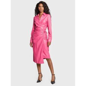 MSGM Faux-Leather Midi Wrap Dress Size 40 US 4 S Pink